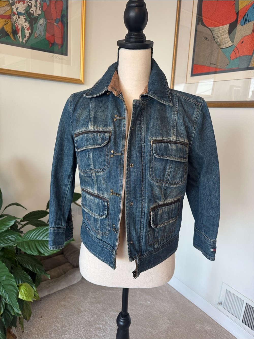 Tommy Hilfiger Distressed Blue Denim Shirt Jacket